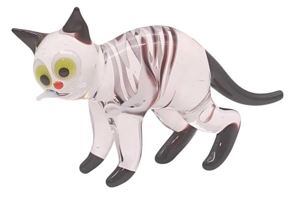 stehende Katze, (transp.-schwarz mit Streifen)